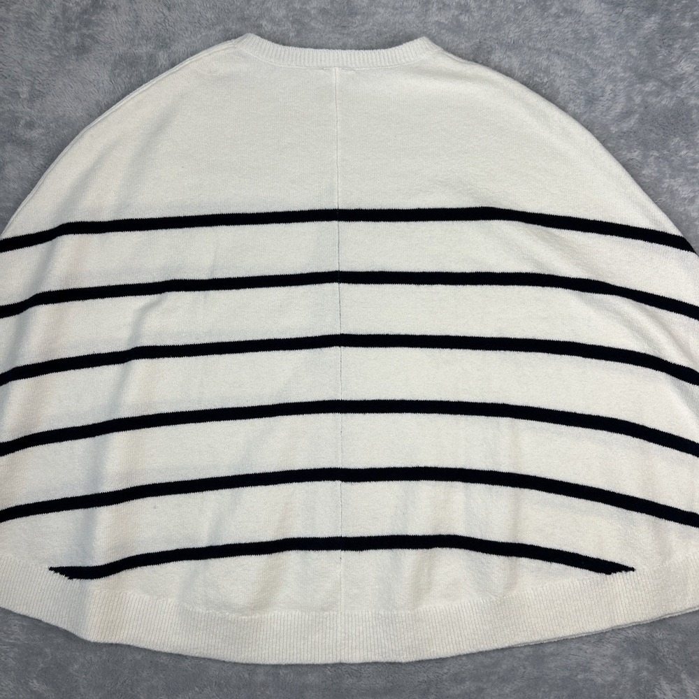 J Jill Knit Cape Sweater Poncho 1 Sz Ivory‎ Navy Stripe Soft Cozy Beachy Classic - Picture 7 of 8